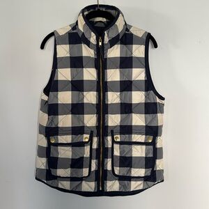 J Crew- Blue and White Buffalo Plaid Vest- Women’s Size S Small